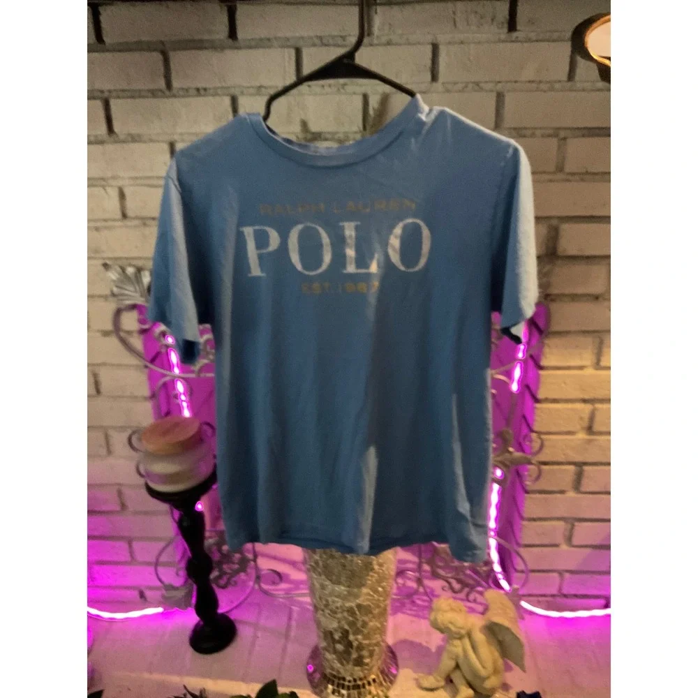 Polo Ralph Lauren Mens Graphic T-Shirt Blue Short Sleeve Crew Neck Large L